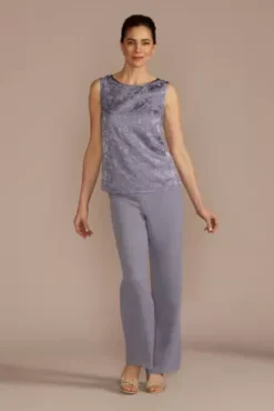 Three-Quarter Sleeve Patterned Chiffon Pantsuit -Kelly Shop WBM3670 ORCHID MOB PROD3 104