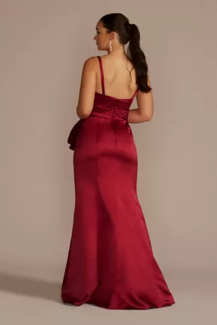 Plunging Satin Tank Sheath Dress With Slit 2 Plunging Satin Tank Sheath Dress With Slit - Image 2