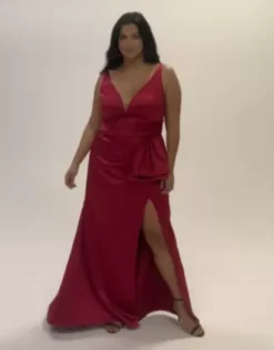 Plunging Satin Tank Sheath Dress With Slit 7 Plunging Satin Tank Sheath Dress With Slit -Kelly Shop WBM3674 PDP