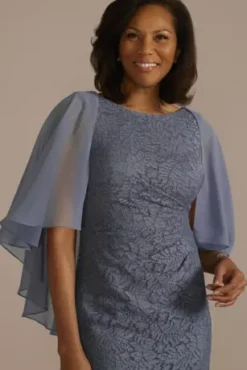 Glitter Lace Sheath Tank Dress With Capelet -Kelly Shop WBM3687 STEELBLUE MOB PROD2 044