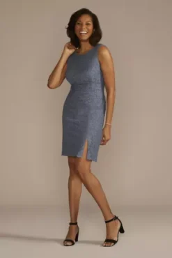 Glitter Lace Sheath Tank Dress With Capelet -Kelly Shop WBM3687 STEELBLUE MOB PROD2 117