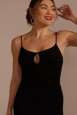 Crepe Keyhole Sheath With Side Slit -Kelly Shop WBM3718 BLACK PRTY PROD3 099