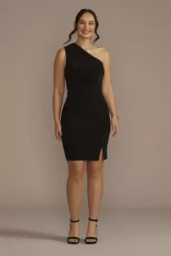 Short One-Shoulder Stretch Jersey Sheath Dress