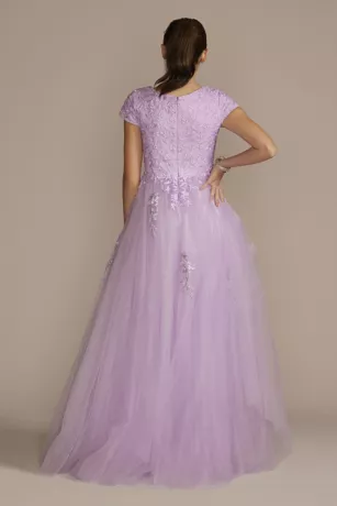 Cap Sleeve Embroidered Lace Tulle Ball Gown 2 Cap Sleeve Embroidered Lace Tulle Ball Gown - Image 2