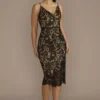 Illusion Lace V-Neck Midi Sheath Dress