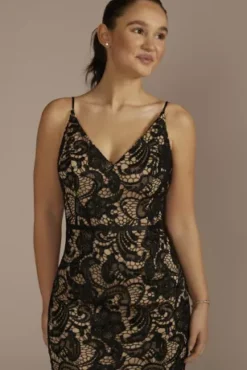 Illusion Lace V-Neck Midi Sheath Dress -Kelly Shop WBM3738 BLACK PRTY PROD2 034