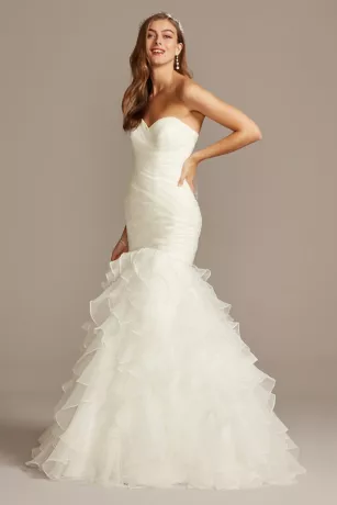 Organza Mermaid Wedding Dress With Lace-Up Back 1 Organza Mermaid Wedding Dress With Lace-Up Back