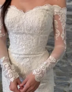 Long Sleeve Lace And Tulle Trumpet Wedding Dress -Kelly Shop WG3943 PDP Video