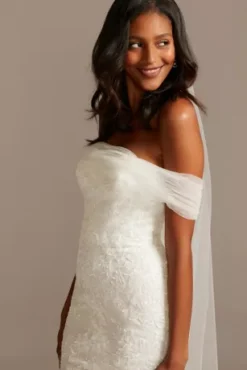 Tulle And Floral Off-the-Shoulder Wedding Dress -Kelly Shop WG3978 SOFTWHITE CORE PROD10 140