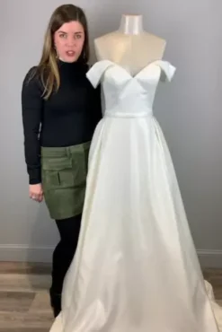 Off Shoulder Satin Gown Wedding Dress 9 Off Shoulder Satin Gown Wedding Dress -Kelly Shop WG3979 408x612