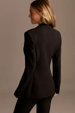 Single Button Relaxed Fit Suit Jacket -Kelly Shop WG3997 BLACK CORE PROD2 126