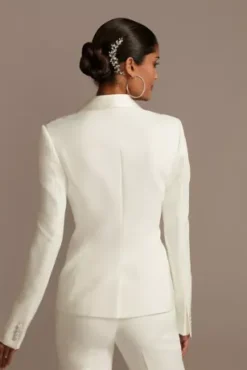 Fitted Satin Shawl Lapel Suit Jacket -Kelly Shop WG3999 IVORY CORE PROD2 146