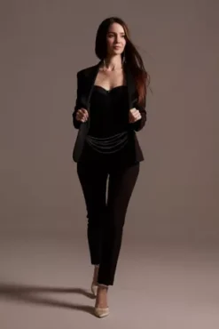 Satin Waistband Fitted Suit Pants -Kelly Shop WG4001 11 PDP Crop JUN25 1920x2880