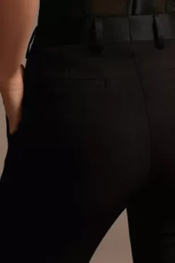 Satin Waistband Fitted Suit Pants -Kelly Shop WG4001 BLACK CORE PROD2 053