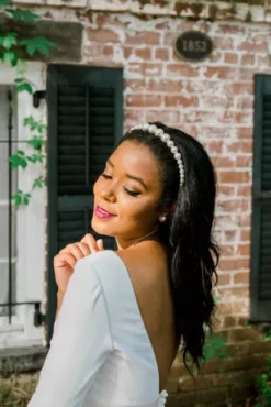 Low Back Mid-Sleeve Crepe And Satin Wedding Dress -Kelly Shop WG4005 2 PDP Crop JUN23 1920x2880