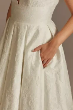 Floral Jacquard V-Neck Wedding Dress -Kelly Shop WG4012DB IVORY DBSTU PROD12 V2 051