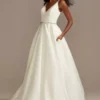 Scalloped Lace Satin Wedding Dress