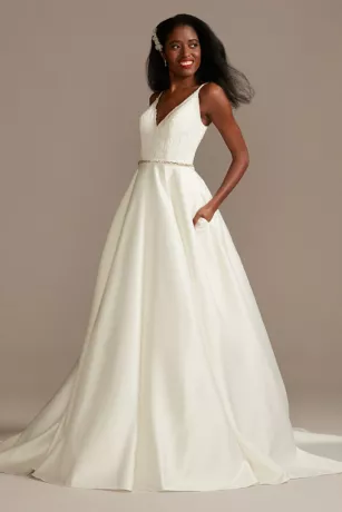 Scalloped Lace Satin Wedding Dress 1 Scalloped Lace Satin Wedding Dress