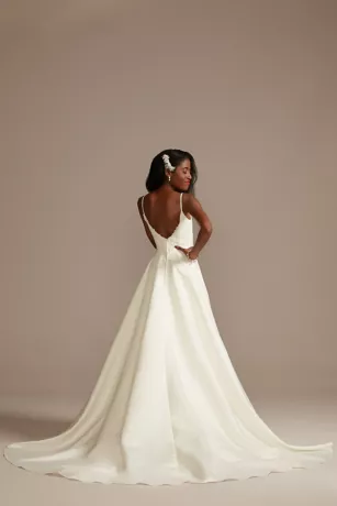 Scalloped Lace Satin Wedding Dress 2 Scalloped Lace Satin Wedding Dress - Image 2