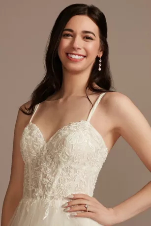 Sheer Boned Bodice Spaghetti Strap Wedding Dress 4 Sheer Boned Bodice Spaghetti Strap Wedding Dress - Image 4