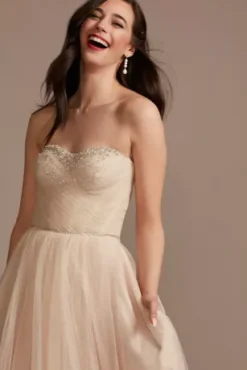 Pleated Bodice Tulle Strapless Plus Wedding Dress -Kelly Shop WG4039 STNCSHMR DBSTU PROD5 146