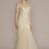 Off The Shoulder Floral Mermaid Wedding Gown