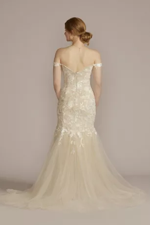 Off The Shoulder Floral Mermaid Wedding Gown 2 Off The Shoulder Floral Mermaid Wedding Gown - Image 2