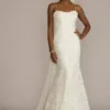 Spaghetti Strap Allover Lace Sheath Wedding Gown