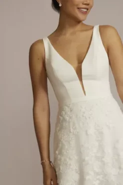 3D Floral Crepe A-Line Wedding Dress With Pockets -Kelly Shop WG4068 SOFTWHITE DBSTU PROD3 077