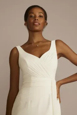Pleated Chiffon V-Neck Tank A-Line Wedding Dress -Kelly Shop WG4083 IVORY DBSTU PROD11 1215