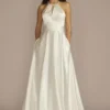 High Neck Satin A-Line Wedding Dress