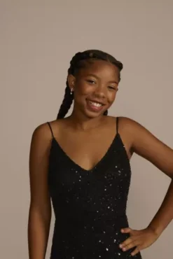 Allover Sequin Floral Embroidered V-Neck Sheath -Kelly Shop WGIN08T BLACK PRM PROD11 042