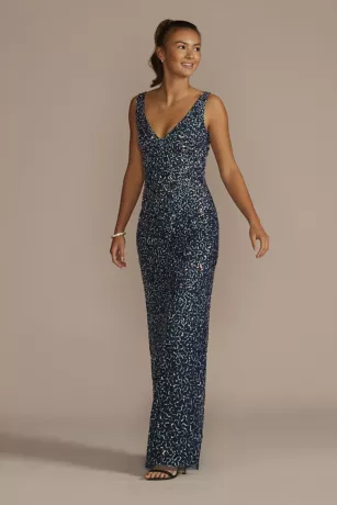 V-Neck Allover Sequin Tank Sheath Dress 1 V-Neck Allover Sequin Tank Sheath Dress