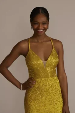 Floor Length Sequin Sheath Gown With Skirt Slit -Kelly Shop WGIN20275B YELLOW PARTY PROD2 044