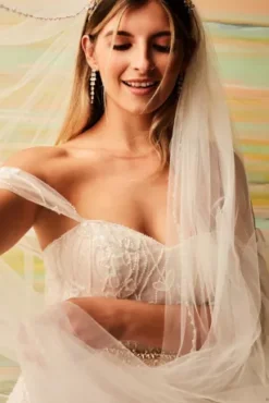 Bead And Pearl Trimmed Chapel Length Veil -Kelly Shop WPD27156 PDP Crop JUL24 1920x2880